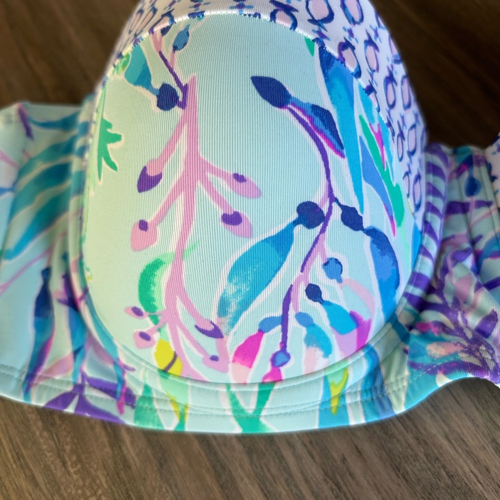 NWT Lilly Pulitzer Bikini Swim Leven Bandeau Top Blue Oasis Swim Shady Size 8 - Picture 3 of 11